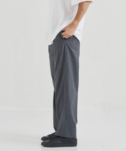 スラックス 「ATON」WOOL TROPICAL LOOSE FIT PANTS／毎日使える定番ウールパンツ メンズの画像