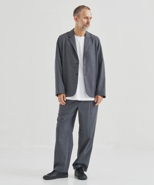 スラックス 「ATON」WOOL TROPICAL LOOSE FIT PANTS／毎日使える定番ウールパンツ メンズの画像