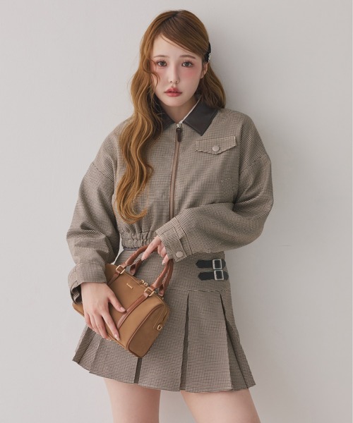 one after another NICE CLAUP ブルゾン アウター 配色レザー/バーン