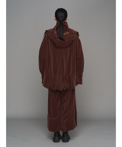 コート アウター VELVET HEM GATHER HOOD CT / ベルベットヘムギャザーフードコート レディース
