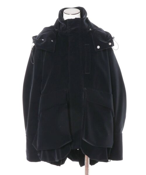 コート アウター VELVET HEM GATHER HOOD CT / ベルベットヘムギャザーフードコート レディース