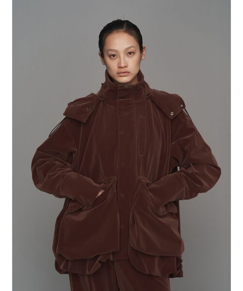 UN3D.（アンスリード） コート アウター VELVET HEM GATHER HOOD CT