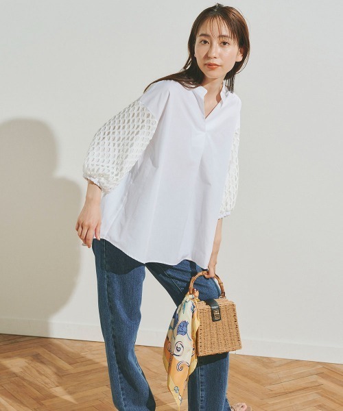 「Droite lautreamont」 7分袖ブラウス 2 ホワイト レディース_画像5