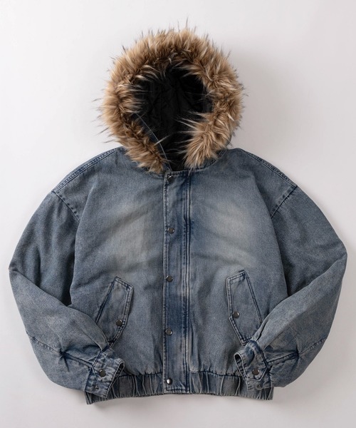 ブルゾン アウター 「82」2WAY ヴィンテージライク デニム ファー