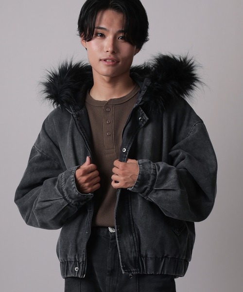 ブルゾン アウター 「82」2WAY ヴィンテージライク デニム ファー