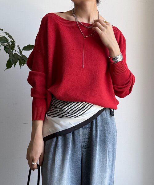 【新品タグ付】DOUDOU ドゥドゥ ボートネックプルオーバー DouDou（ドゥドゥ） ニット セーター ボートネックプルオーバー