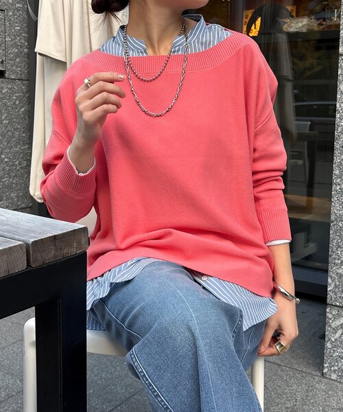 ☆DouDou☆美品　ニットセーター 　フリーサイズ DouDou（ドゥドゥ） ニット セーター ボートネックプルオーバー