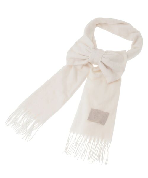 さららん！ メゾンドフルール ホワイトファーリボンマフラー Maison de FLEUR｜リボン付きストール | Rakuten Fashion(楽天