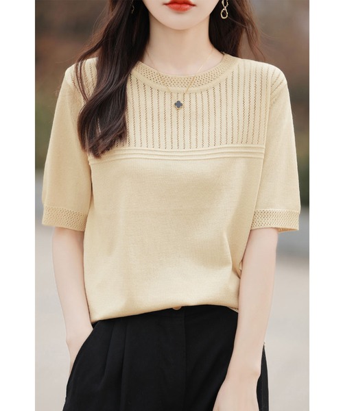 「Cinderella」 半袖ニット X-LARGE ダークグリーン レディース_画像8