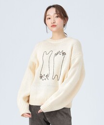 BEAMS HEART（ビームス ハート） ニット セーター アートネコ 刺繍