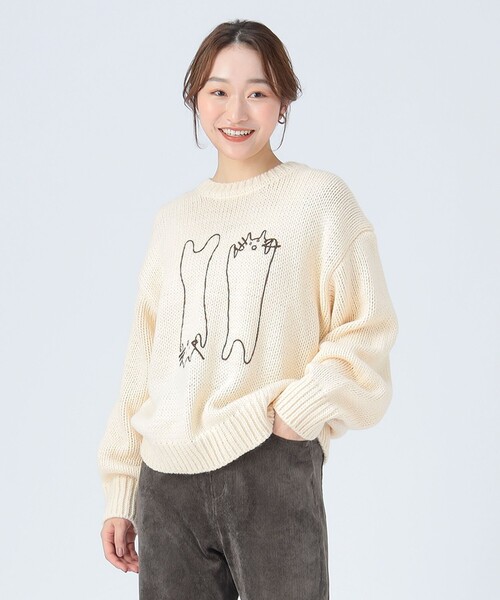 BEAMS HEART（ビームス ハート） ニット セーター アートネコ 刺繍