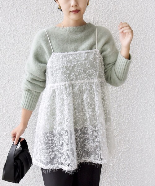 SHIPS（シップス） キャミソール 「手洗い可能」前後 2WAY レース