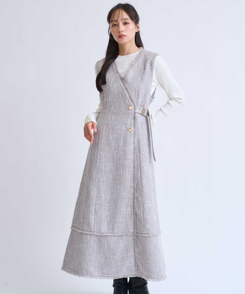 「NOELA」 ノースリーブワンピース M グレー レディース_画像3