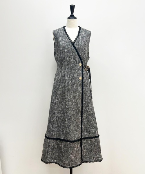 「NOELA」 ノースリーブワンピース M グレー レディース_画像9