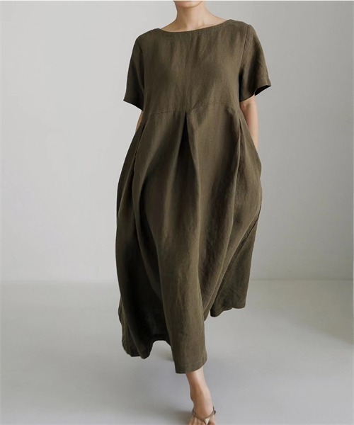 「Dream garden」 半袖ワンピース L ネイビー レディース_画像4