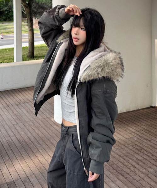 MASHIRO ma1 ma-1 「MASHIRO」エコファーフード付きMA-1ジャケット(MA