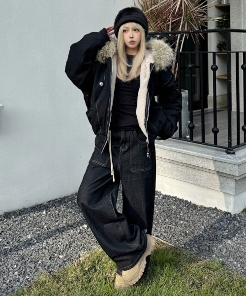 MASHIRO ma1 ma-1 「MASHIRO」エコファーフード付きMA-1ジャケット(MA