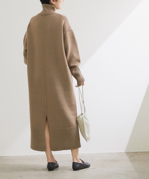 「ADAM ET ROPE'」 ニットワンピース FREE ベージュ レディース_画像9