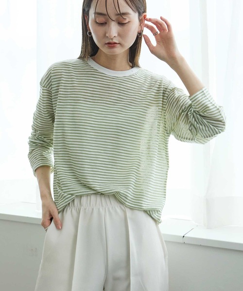 Bulue. tシャツ 「Bulue.」シアーボーダーロンT レディース : ZOZOTOWN 