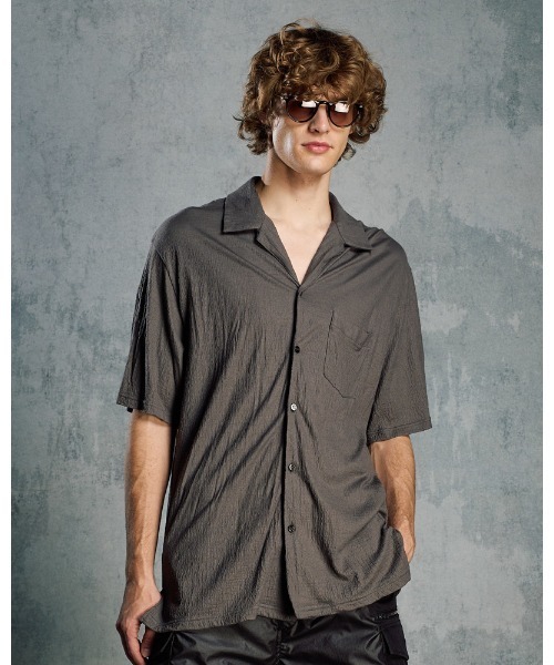 シャツ ex.comfy wool open collar shirt メンズの画像