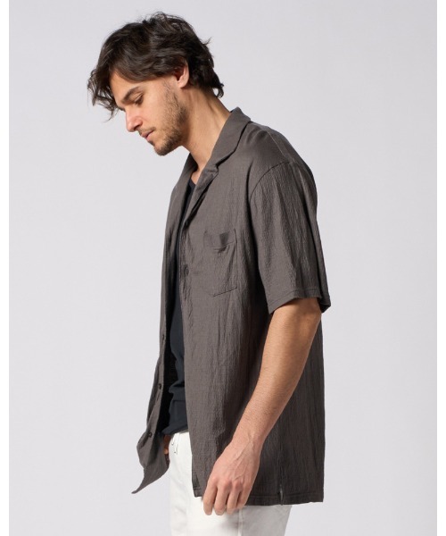 シャツ ex.comfy wool open collar shirt メンズの画像