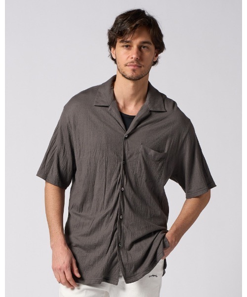 トップス 60s- cotton polyester open collar shirt ワーカーズ WORKERS オープンカラーシャツ リネンコットン Open Collar