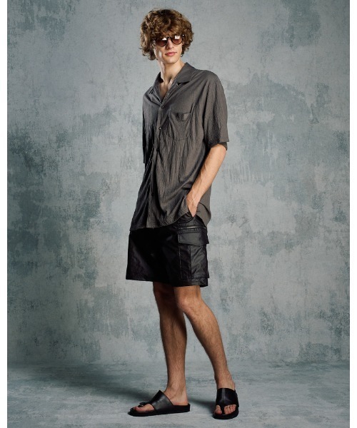 シャツ ex.comfy wool open collar shirt メンズの画像