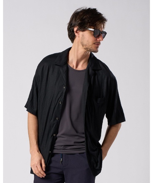 シャツ ex.comfy wool open collar shirt メンズの画像
