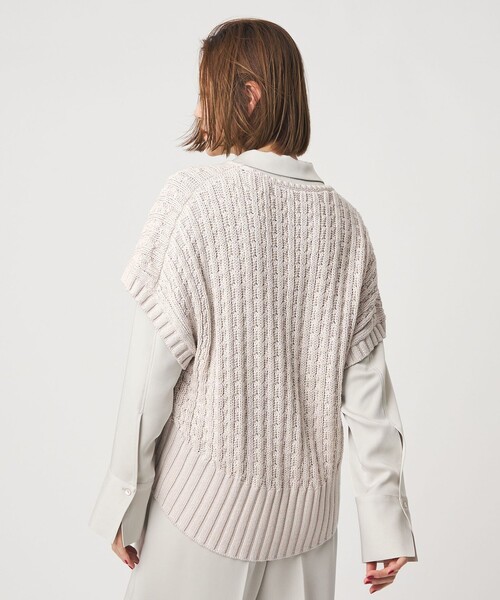 conte ベスト ジレ 「conte」コットンシルク ケーブル ベスト