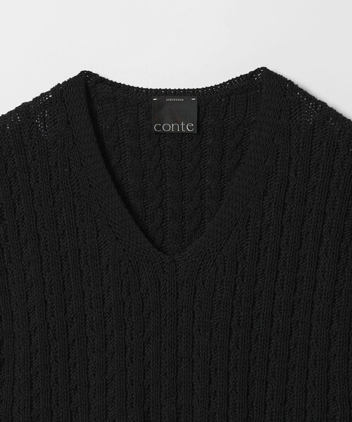 conte ベスト ジレ 「conte」コットンシルク ケーブル ベスト