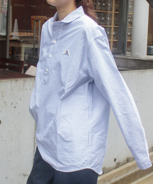 「GEVACO」 長袖シャツ M サックスブルー メンズ_画像3