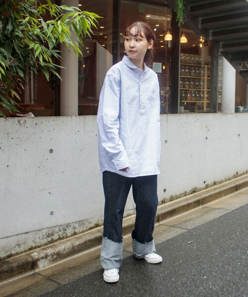 「GEVACO」 長袖シャツ M サックスブルー メンズ_画像5