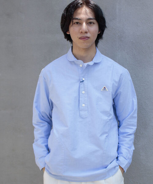 「GEVACO」 長袖シャツ M サックスブルー メンズ_画像8