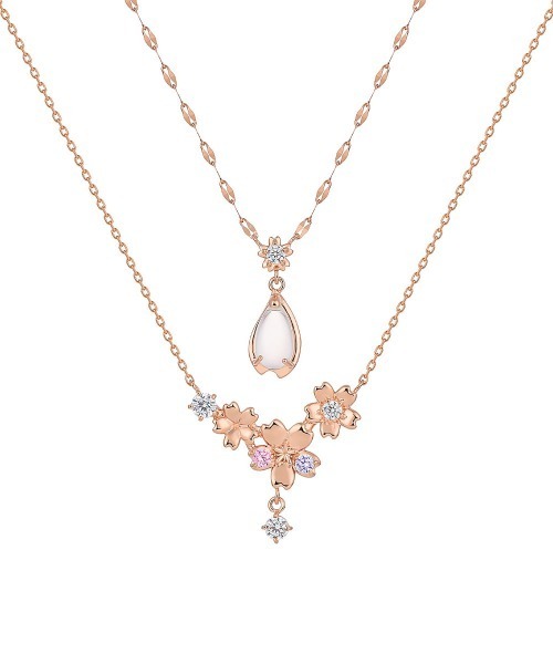 ネックレス 「SAKURA Collction」シルバー ネックレス 2本セット レディースの画像