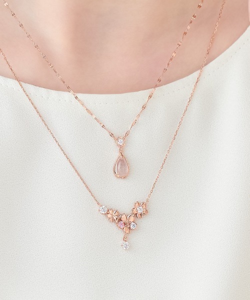 ネックレス 「SAKURA Collction」シルバー ネックレス 2本セット レディースの画像
