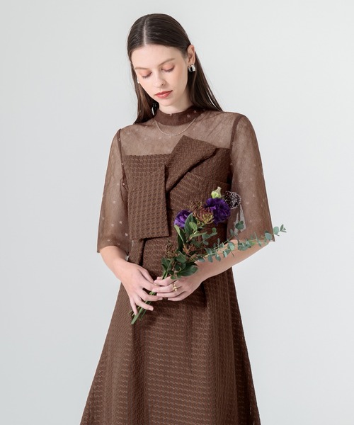 「Leja」 半袖ワンピース SMALL モカ レディース