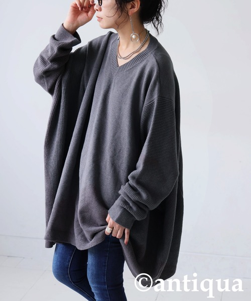 「antiqua」 長袖ニット ONESIZE ダークグレー レディース_画像2