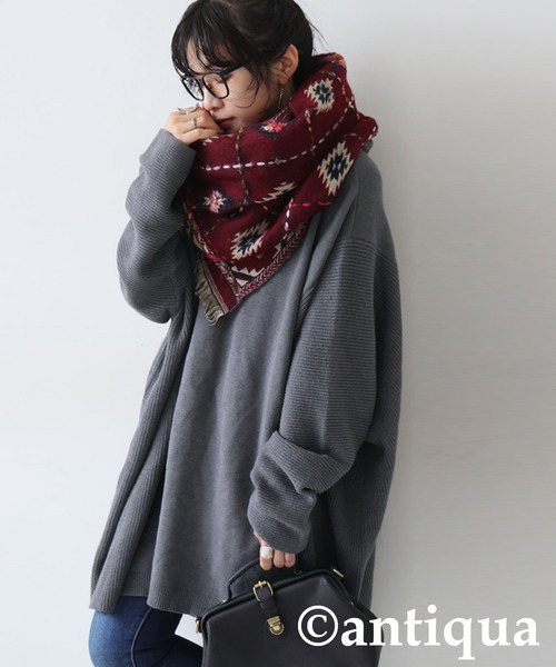 「antiqua」 長袖ニット ONESIZE ダークグレー レディース_画像3