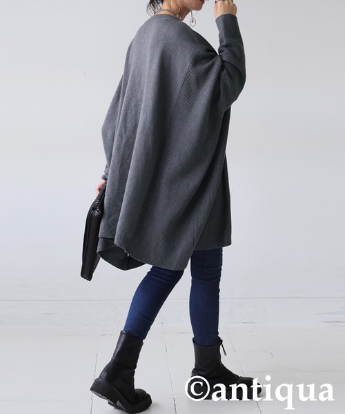 「antiqua」 長袖ニット ONESIZE ダークグレー レディース_画像4
