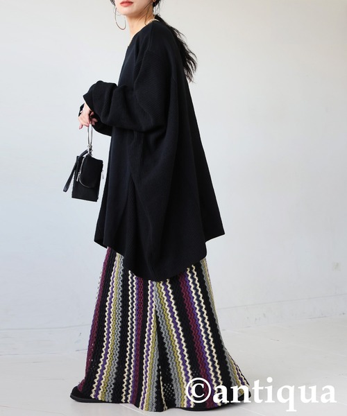 「antiqua」 長袖ニット ONESIZE ダークグレー レディース_画像7