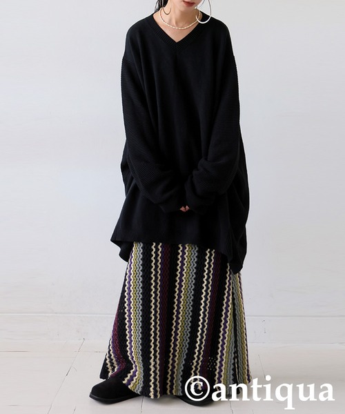 「antiqua」 長袖ニット ONESIZE ダークグレー レディース_画像9
