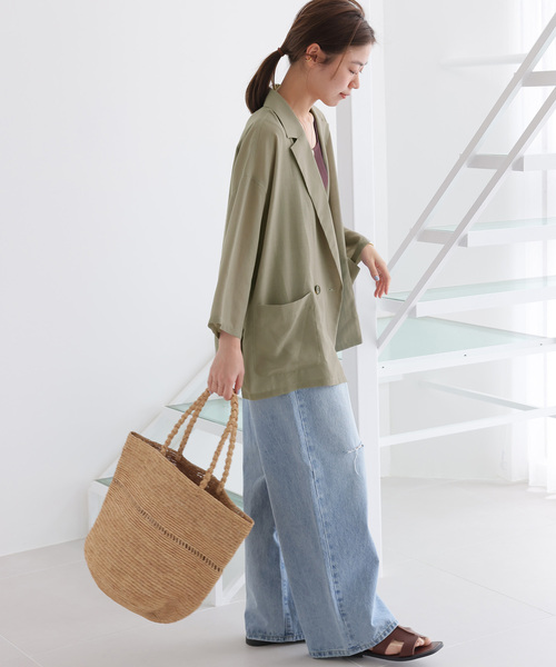 「JOURNAL STANDARD relume」 テーラードジャケット FREE グリーン レディースの画像