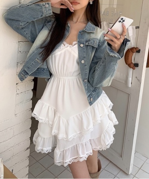 「LADY LIKE」 キャミソールワンピース M ホワイト レディース_画像7