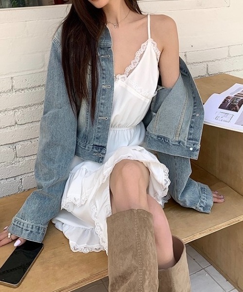 「LADY LIKE」 キャミソールワンピース M ホワイト レディース_画像9