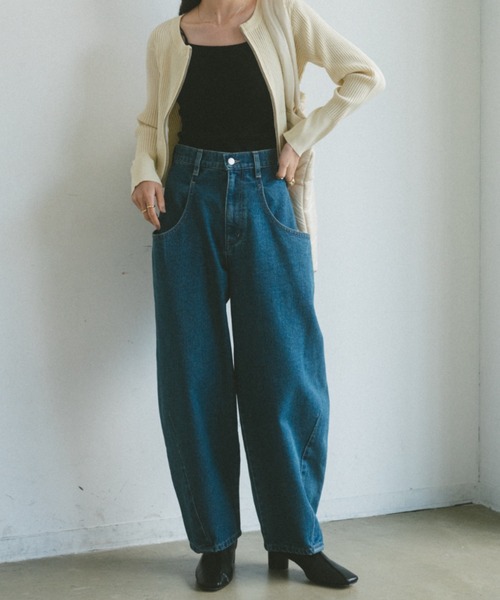 「VANNIE U」 デニムパンツ L ブルー レディース_画像4