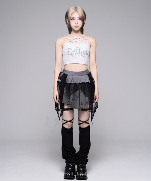 REFLEM 裾レース クロスストラップ レース キャミソール REFLEM（レフレム） カップ付き キャミソール 「REFLEM/レフレム