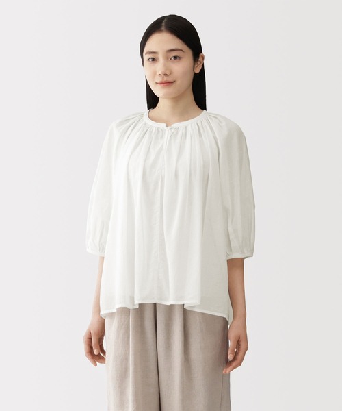 無印良品（MUJI） ブラウス シャツ 婦人 強撚 シアー半袖ブラウス