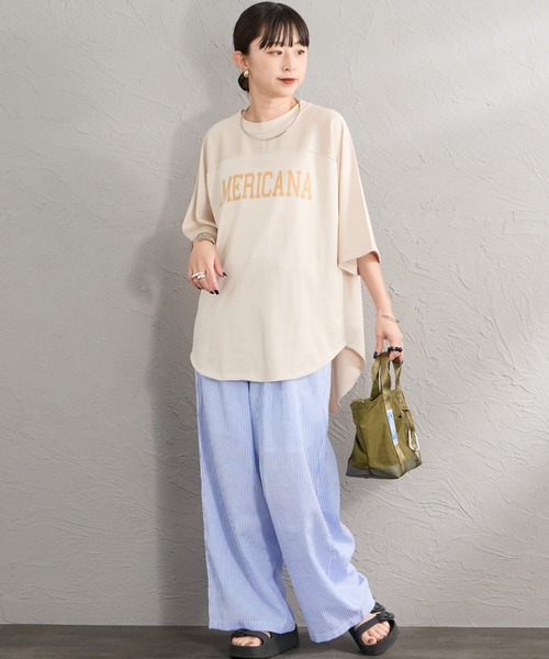 AMERICANA（アメリカーナ） tシャツ 半袖 ロゴプリント フットボールT