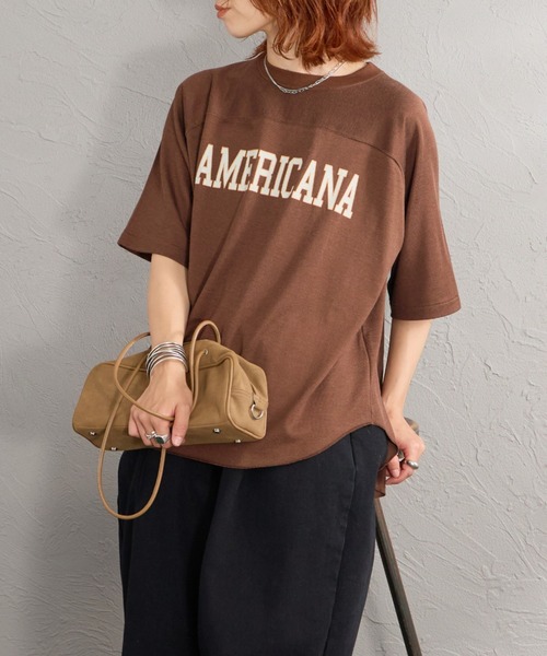 AMERICANA（アメリカーナ） tシャツ 半袖 ロゴプリント フットボールT