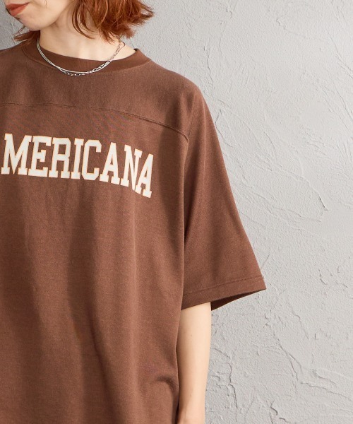 AMERICANA（アメリカーナ） tシャツ 半袖 ロゴプリント フットボールT